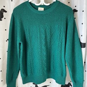 St. John's Bay Teal Crew Neck Sweater with Cable Knit